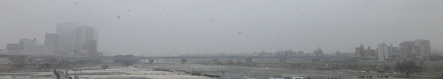 二子玉に春の雪